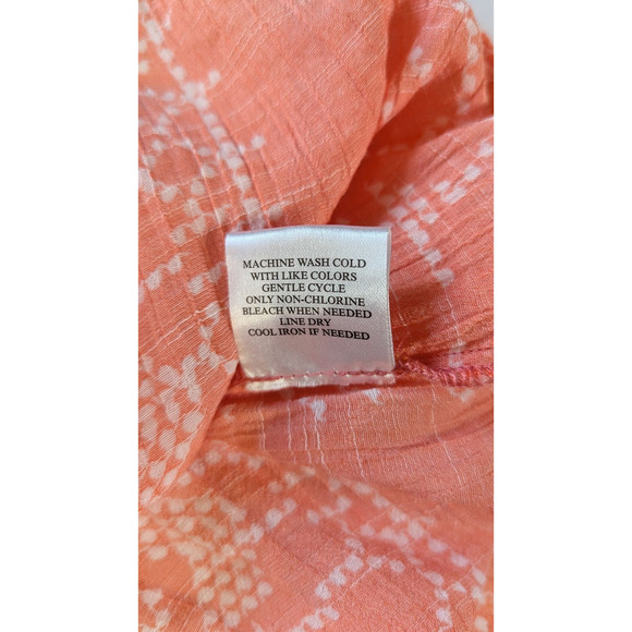 Como Black Women's Breezy Blouse, Peach/White, 3/4 Sleeve, 2X - Picture 5 of 6